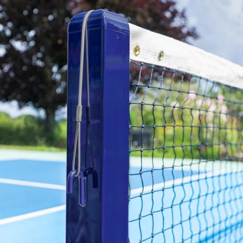 Vermont Pickleball Posts [Regulation Size] - Round or Square Posts, Optional Ground Sockets | Green, Black or Blue | For Hard or Grass Surfaces | POSTS ONLY (Square, Blue, Without Ground Sockets)