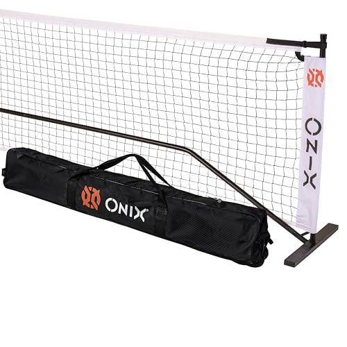 Onix Pickleball 2-in-1 Regulation-Size Portable Net and Practice Net Set Includes Carrying Case with Wheels,White