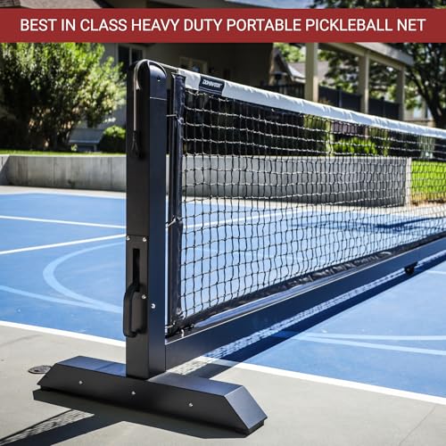 Dominator PRO MAX Black Portable Pickleball Net - Heavy Duty USAPA Compliant Portable Regulation Pickleball Net - Indoor/Outdoor Aluminum Rust Proof Frame w/Adjustable Net Tension & Locking Wheels