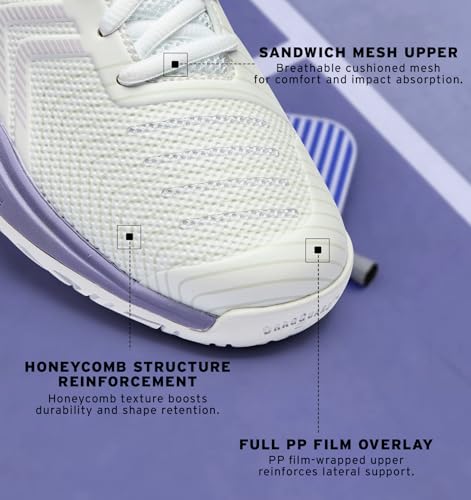 K-Swiss Women's Ultrashot Light Pickleball Tennis Shoe - Lightweight Court Shoes Lateral Movement Stable Support, White/Purple 8 M
