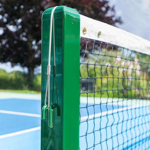 Vermont Pickleball Post and Net Package – Durable Outdoor Equipment for Competitive Play (Plastic Cap Ground Sockets, Sqaure)