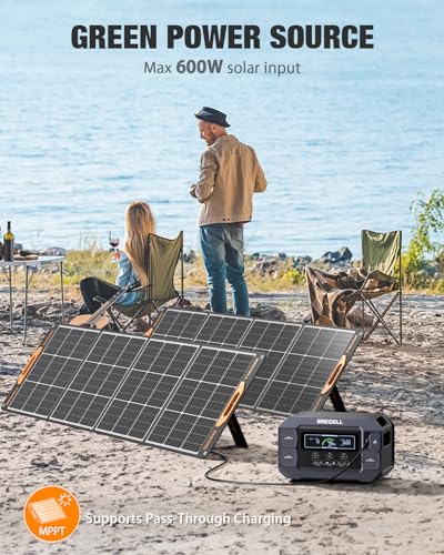 GRECELL Portable Power Station 2200W Solar Generator 1126Wh LiFePO4 Battery Pack with 1200W AC Charging & 800W Solar Charging, 1.25Hrs Fast Charging with 4×2200W(4800W Peak) AC Outlets for Home Travel