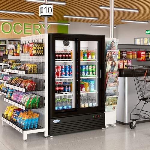 KoolMore 35 in. Retail Display Refrigerator, 10 Cu. Ft. Low Height Merchandiser Cooler, Aisle End Grab-and-Go Beverage Display Fridge for Convenience Stores, Supermarkets & Checkout, Black