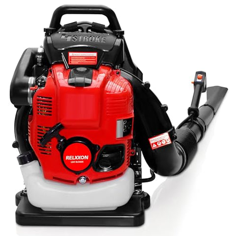 Relxxon Gas Powered Backpack Leaf Blower, Commercial Heavy Duty 75.6cc 4-Stroke Engine, 205 MPH 750 CFM for Professional Yard Care, Large Properties & Lawn Maintenance, No Fuel Mix (RL9905 PRO)