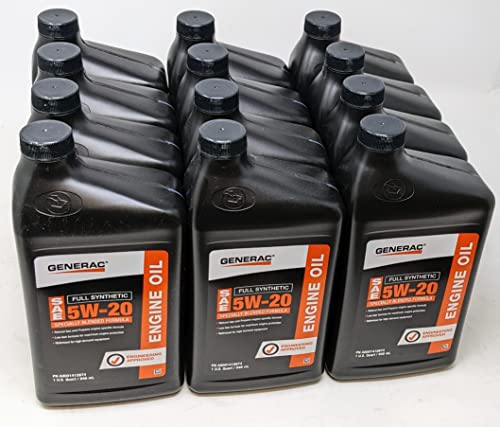 Generac Full Synthetic Motor Oil 5W-20 Quart Bottle Part# A0001412874 (qt) 12-Pack