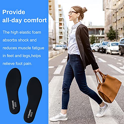 Memory Foam Insoles for Women, Replacement Shoe Inserts for Work Boot, Running Shoes, Hiking Shoes, Sneaker, Cushion Shoe Insoles Shock Absorbing for Foot Pain Relief, Comfort Inner Soles Black US 7