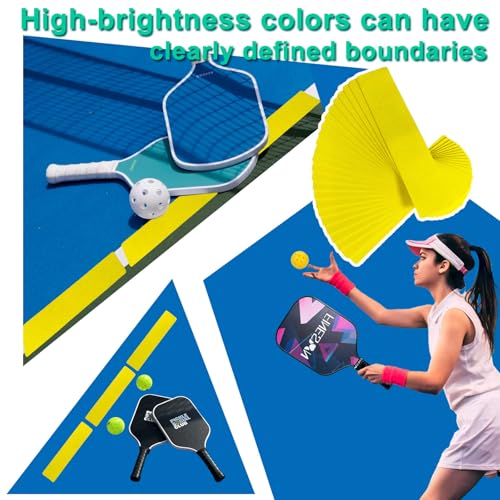 Gainspra Pickleball Court Marking kit, 24 Pcs Court Line Marker Strips, Yellow Boundary Markers, Portable Temporary Court Lines for Pickleball Tennis Basketball Volleyball Indoor & Outdoor Training