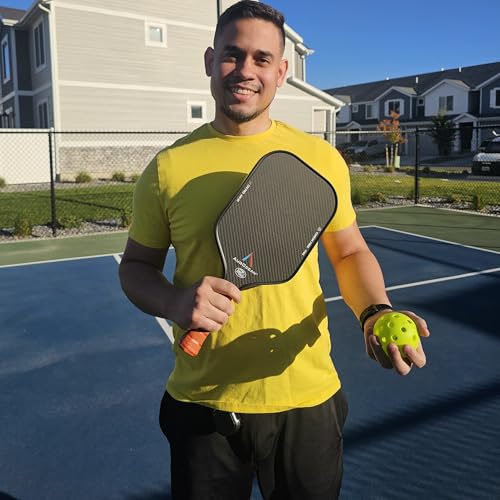 Pickleball Paddle,Pickleball Paddles-3K Raw Carbon Fiber Textured Surface with Great Grit & Spin,T700 Carbon Fiber Racket with Excellent Power,Control & Balance,USAPA Approved (Black-Brown 16mm)