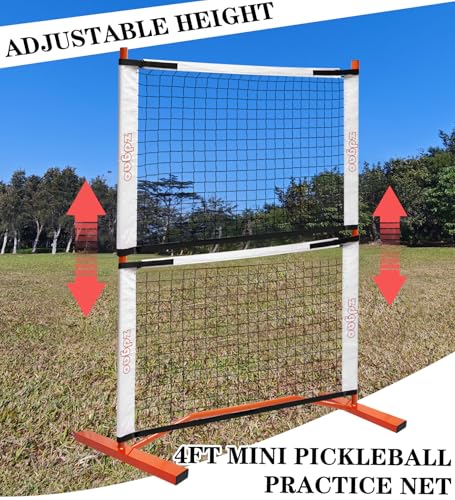 Zdgao Small Pickleball Net Set- 10FT Mini Pickleball Net, 4FT Adjustable Height Dink Training Rebounder Net with Outdoor Pickleballs, Paddles Set of 2 and Carry Bag for Driveway, Backyard
