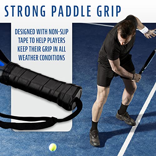 Franklin Sports Padel Racket - Aurora - Carbon Fiber Diamond Shape Padel Paddle with Foam Core + MAX Grit Surface - Pop Tennis Racket - 365g - Premium for Intermediate + Advanced Players - Blue