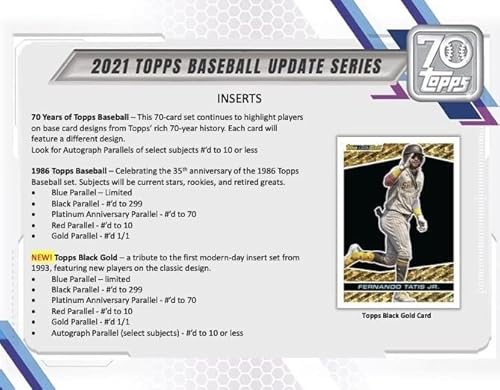 2021 Topps Traded and Update Series Baseball Unopened Blaster Box of Packs with 99 Cards including One EXCLUSIVE 70th Anniversary Patch and Possible Rookies Autographs and Jersey Cards
