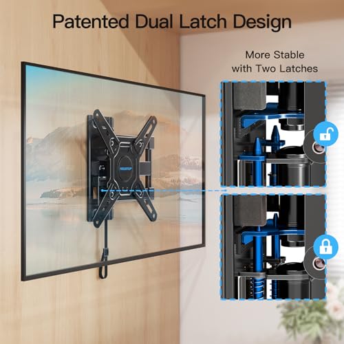 MOUNTUP Lockable RV TV Mount for 13-43 Inch TVs - Full Motion Swivel RV TV Bracket with Pull Cord Lock, Space Saving Design for Camper, Trailer, Motorhome, Truck - Max 33lbs & VESA 200x200mm, MU2101