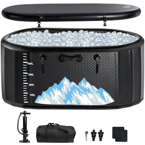 Large Ice Bath Tub with Cover - 248 Gallon Cold & Hot Plunge Barrel for Athletes, with Storage Bag (Ice Bath Tub)
