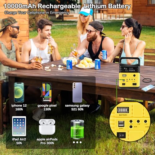 Solar Generator - Portable Power Station for Emergency Power Supply,Portable Generators for Camping,Home Use&Outdoor,Solar Powered Generator With Panel Including 3 Sets LED Light (Yellow)