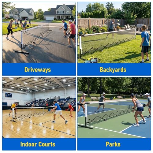 Inracity Retractable Pickleball Net with Wheels, Portable Pickleball Net Indoor/Outdoor with Heavy-Duty Metal Frame, Free Assembly, 22FT Pickle Ball Nets with Carry Bag for Driveway Backyards Garages