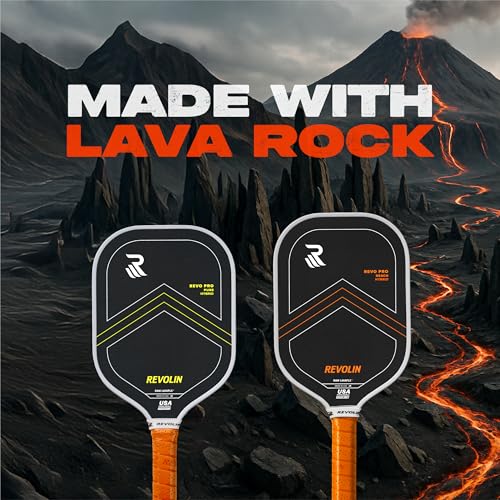 Revolin Sports REVO PRO Pure Hybrid | Spin + Power + Control | Premium Pickleball Paddle Made in USA | LavaFLX™ Face 16mm Poly Honeycomb Core | USA Pickleball Approved Pickleball Racket | Lava Paddle