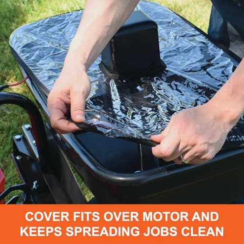 Agri-Fab 45-0627 Zero Turn Mower Electric Spreader, 125 lb Hopper Capacity, Grass, Seed, and Fertilizer Spreader, Spread Width up to 12 ft, Black