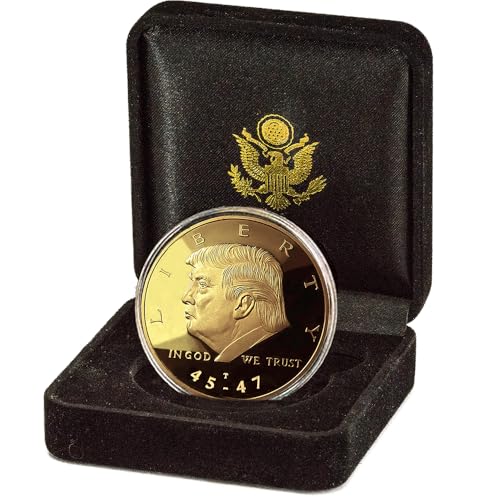 Donald Trump Gold Coin Set 45-47 President, Velvet Case, 2+ Term Collector’s Edition, Commemorative Gold Plated Replica Coin w/Cert of Auth (Velvet 45-47)