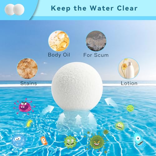 JRQHF Absorber Balls of Scum for Spas Hot Tub, Reusable 3 Inch Hot Tub Absorber Ball of Scum, Washable Hot Tub Oil Spa Absorber Ball of Scum, Spa Sponge Balls for Scum Removal,White, 4 Pack