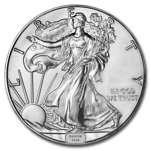 1986-2021 (Random Year) Lot of (5) 1 oz American Silver Eagle Coins Brilliant Uncirculated (Type 1) with Certificates of Authenticity $1 Seller BU