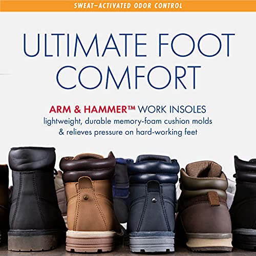 Arm & Hammer Memory Foam Work Insoles for Men and Women, Pair of Anti-Fatigue Memory Foam Inserts with Arch Support for Work Boots, Sneakers, Or Dress Shoes. (1 Pack)