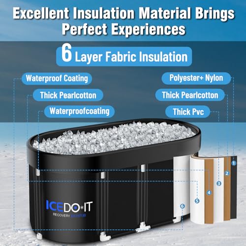 Tomaje Upgrade 129 Gal XL Large Oval Ice Bath Tub for Athletes, Collapsible Cold Plunge Tub-Multiple Layered for Post-Exercise Recovery, Portable Bathtub for Home, Gyms, Indoor, Outdoor use