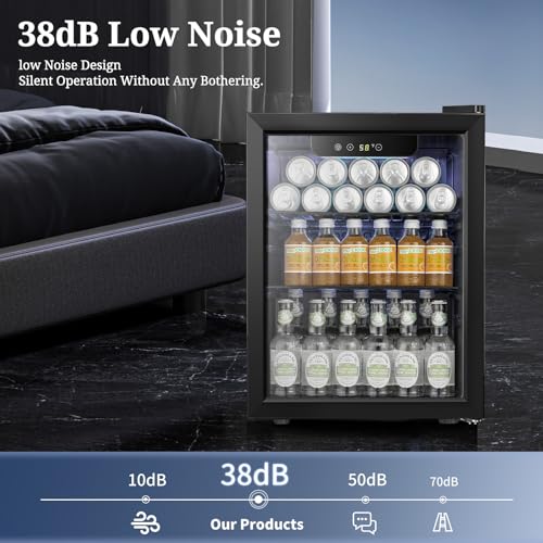 Antarctic Star Beverage Refrigerator Cooler 68 Can, Mini Fridge with Glass Door for Beer Drinks Wine,Freestanding Small Fridge with Electronic Temperature Control for Home and Bar,1.7 cu.ft