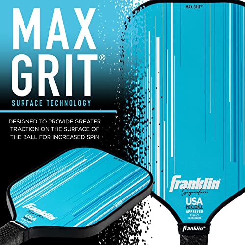 Franklin Sports Pro Pickleball Paddles - Signature Series Pro Paddle with MaxGrit Surface - USA Pickleball (USAPA) Tournament Approved - 16mm Polypropylene Core - Blue