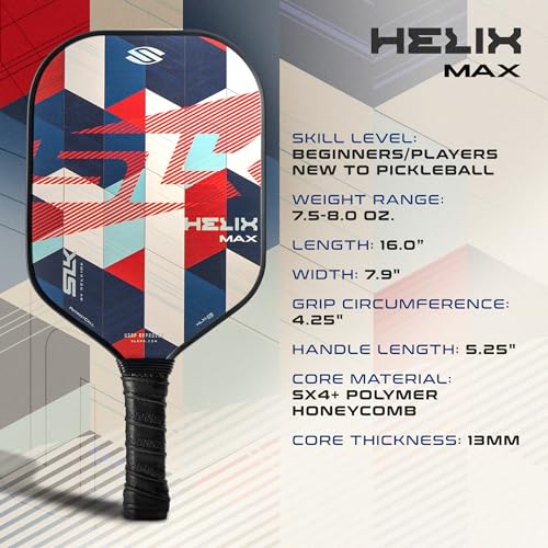 Selkirk Sport SLK Helix Pro Pickleball Paddle | Thermoformed Carbon Fiber Core Pickleball Paddles with Carbon Fiber & Fiberglass Hybrid Face | Unmatched Control | Patriot