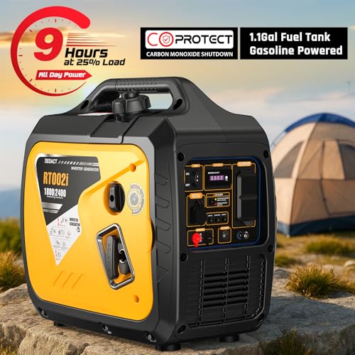 2400 Watts Portable Inverter Generator - Small Gasoline Powered for Home Backup, Camping, RV, Tailgating & Emergencies with CO Protection, Eco Mode, Recoil Start, Parallel Capable