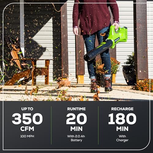 Greenworks 40V Cordless Yard Tool Combo Kit with 2.0Ah Battery & Charger – 13" Auto Feed String Trimmer and 350 CFM Leaf Blower, Includes 3 Bonus Spools