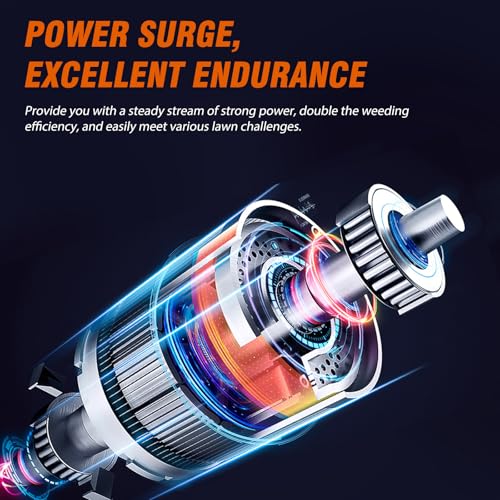 ALSO GO 21V Electric Weed Eater with Wheels,Cordless Battery Weed Wacker with Charger, 3 in 1 Brush Cutter/String Trimmer/Grass Trimmer/Lawn Mower,Edger for Garden and Yard Lawn,2 Batteries Include
