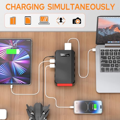 powkey 88Wh Portable Power Station 24000mAh Camping Solar Generator(Solar Panel Not Included) Lithium Battery Power 110V/65W AC, DC, USB QC3.0 for Home Camping Emergency Backup Black