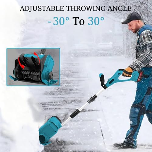 Cordless Electric Snow Shovel, with 2×4.0Ah Battery & Charger, 12 in Foldable Lightweight Snow Blower Cordless, with Battery Capacity Display, 20 ft Throwing Distance for Driveway Sidewalk Walkway