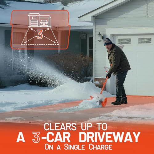 Litheli Cordless Snow Shovel 20V, 13-Inch Lightweight Electric Power Shovel for Snow Removal, Includes 4.0 Ah Battery, Easy to Use Snow Blower for Driveways, Sidewalks, Decks & Patios