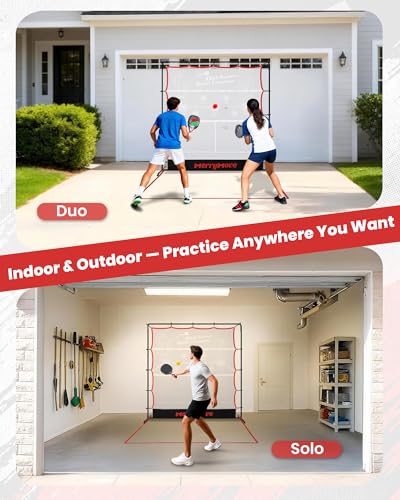 MerryMove Pickleball Rebounder Practice Net: 6FT Strong Metal Frame Pickleball Trainer Net, Portable for Outdoor Driveway Backyard and Indoor Garage Training Rebounder for Dink Volley Tennis