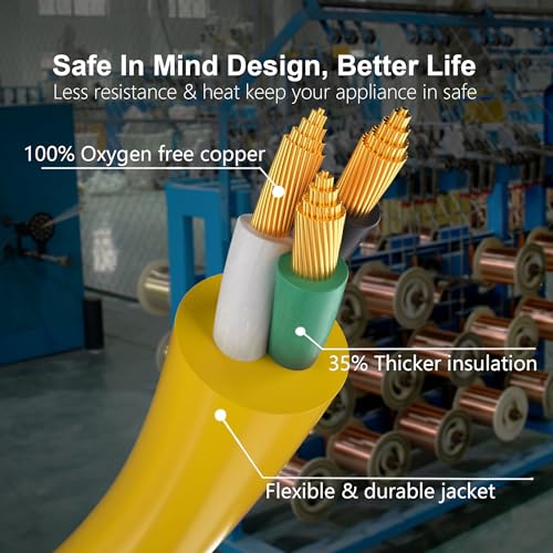 HUANCHAIN 50 FT 12/3 Gauge Heavy Duty Outdoor Extension Cord Waterproof with Lighted end, Flexible Cold-Resistant 3 Prong Electric Cord Outside, 15Amp 1875W 12AWG SJTW, Yellow, ETL