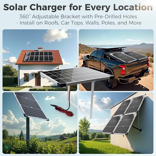 Voltset 12V Solar Battery Charger - 20W Waterproof Solar Panel Kit with Smart MPPT Controller - Trickle Charger Maintainer for Car RV Boat Marine Trailer Automotive Trailer Truck Motorcycle