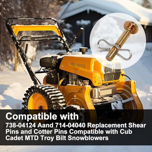 Potiarey Shear Pins and Cotter Pins Fit for MTD Snowblower - Shear Pins 30pcs and Cotter Pins 30pcs Compatible for Cub Cad et Troy Bilt Craftsman 24" 26" Snow Thrower, Replace 738-04124A 714-04040