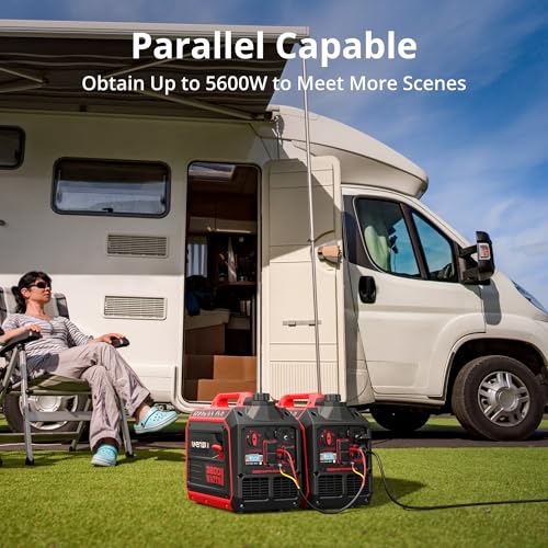 AMERISUN 3800W Gas Powered Portable Inverter Generator, Quiet Generator with CO Sensor ECO Mode, Parallel Capable Long Run Time EPA Compliant for Tailgating Home Camping Emergency Use Lightweight