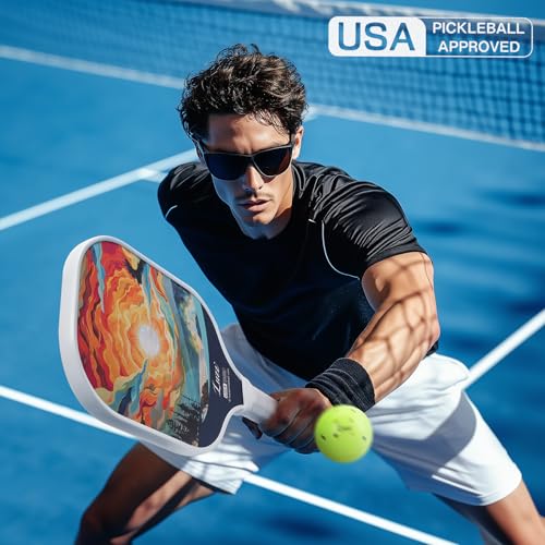 Luzz Carbon Fiber Pickleball Paddles, Sandblasted Surface USAPA Approved Pickleball Rackets for Beginners Increased Spin Control Pickle Ball Paddle Set for Men,Women,Pros,Adults,Sunset