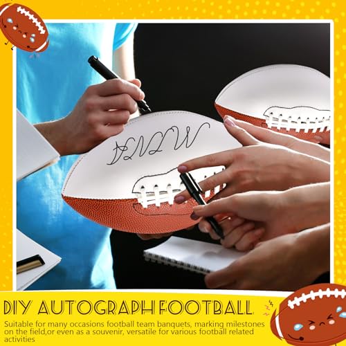 Jenaai 6 Pcs 8.27in Autograph Football Blank White Panels Mini Official Size 3 Autograph Footballs Customized Signature Team Balls Trophy for Rugby Game (Double Sided Blank)