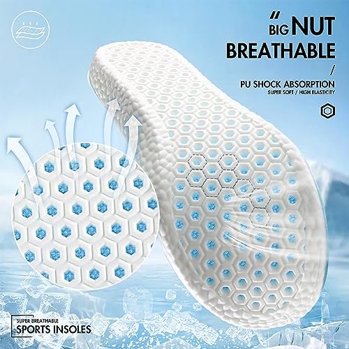XINIFOOT 3 Pairs Breathable Shock Absorption Sport Shoe Insoles for Men&Women Elastic Soft Running Shoes Pad Replacement Insole (L Men 9-10.5 / Women 11-12.5)