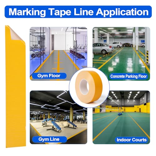 fdalas 2in x 262 FT Pickleball Court Tape for Outdoor,Pickleball Court Marking Kit,Temporary Floor Marking Tape Indoor,Yellow Court Fast Marking for Tennis,Badminton,Gym,Non-Reflective