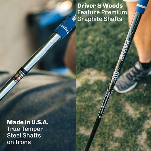 Precise S7 Complete Golf Club Set for Men - Right Handed Tall Mens Golf Clubs Full Set w/Driver, Woods, Hybrid, Irons, Putter, Wedge, Stand Bag & Headcovers - Beginner Friendly Package - Black/Red