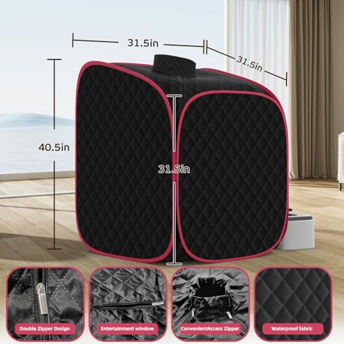 FniOk Portable Steam Sauna Box at Home, 9 Levels Heating, Sauna Tent for Home with Steamer and Folding Chair, Sauna Box for Relaxation, Detoxification, Spa, Sauna Box