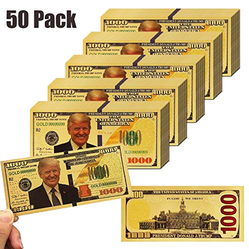 1000 Dollar 2025 USA President Bill Banknote, One Thousand 24k Gold Coated USA President Legacy Limited Edition Million Dollar Bill Great Gift for Currency Collectors and Republican (50)