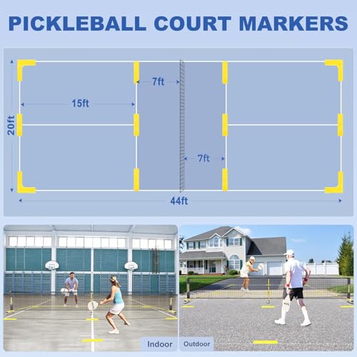TYRSEN Pickleball Net Set - 22FT Net on Wheels, 4 Paddles, 6 Balls, 12 Court Markers, 1 Bag, Indoor/Outdoor Play