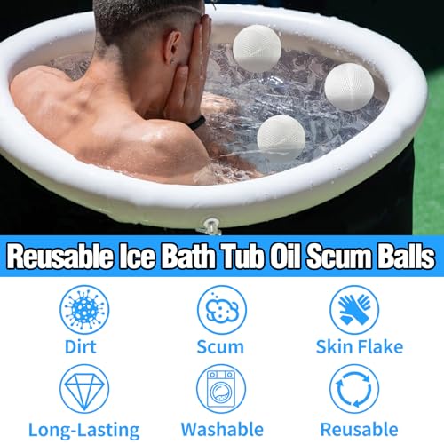 2 Pcs Cold Plunge Filter Scum Absorber, Ice Bath & Cold Plunge Accessories, Reusable Ice Bath Tub Filter Oil Scum Balls Floating to Keep Water Clear, Cold Plunge Water Filter, Ice Bath Water Cleaner
