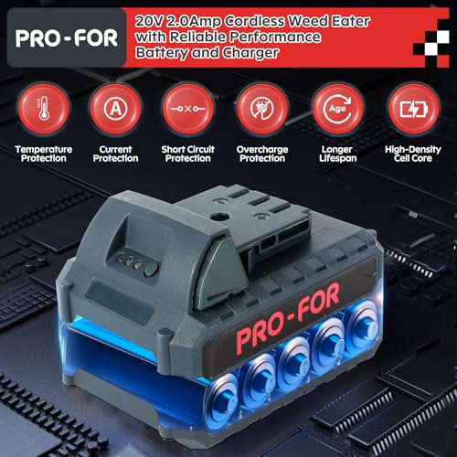 PRO-FOR 20V Lightweight Stringless Grass Trimmer, Battery Powered Weed Eater, Cordless Electric Weed Trimmer with Battery and Charger